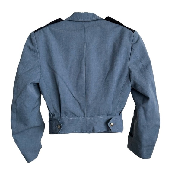 Vintage Somes Uniforms Cropped Military Jacket Blue Wool Blend Epaulet 70s/80s - Picture 10 of 15